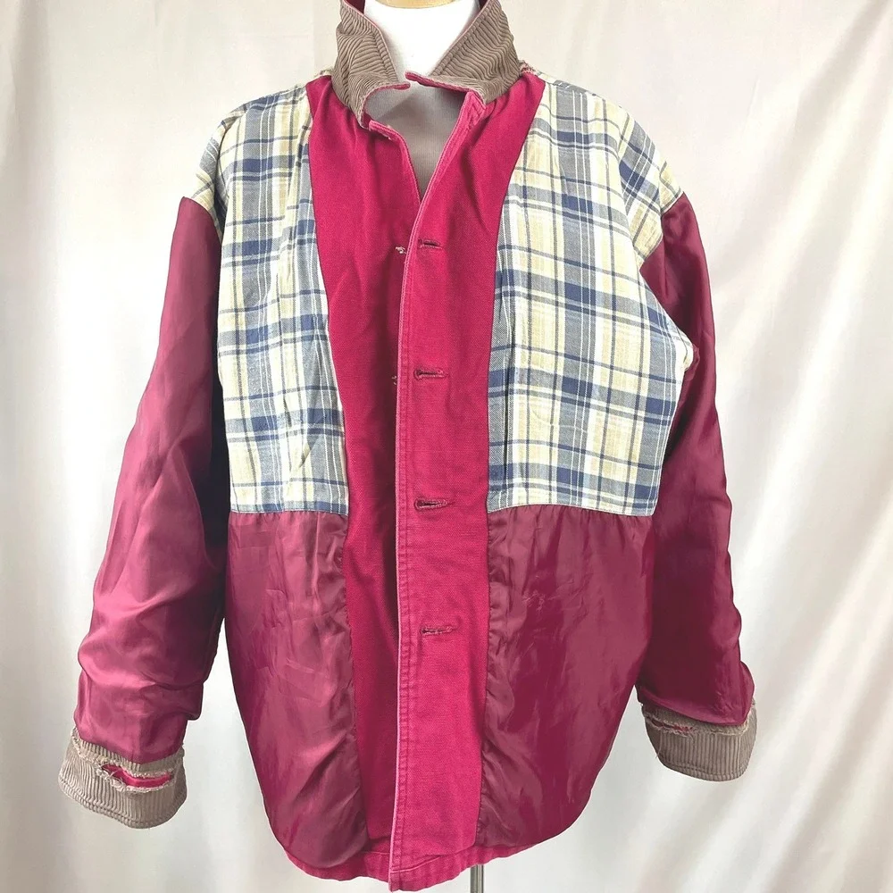 Vintage 90s Chore Barn Jacket (L)‎ Red Cotton Gorpcore Cabin Normcore Distressed